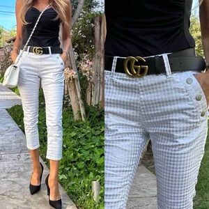 Bevy Flog Womens 30 Silver Houndstooth Dafna Straight Leg Capri Pants Stretch